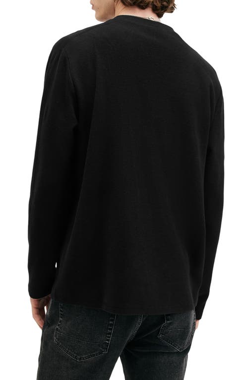 Shop Allsaints Rowe Long Sleeve Cotton Henley In Jet Black