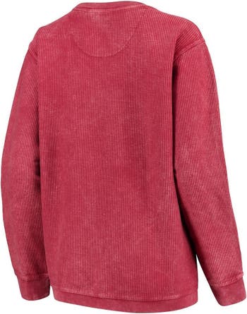 Women's Pressbox Cardinal Iowa State Cyclones Comfy Cord Vintage Wash Basic  Arch Pullover Sweatshirt 