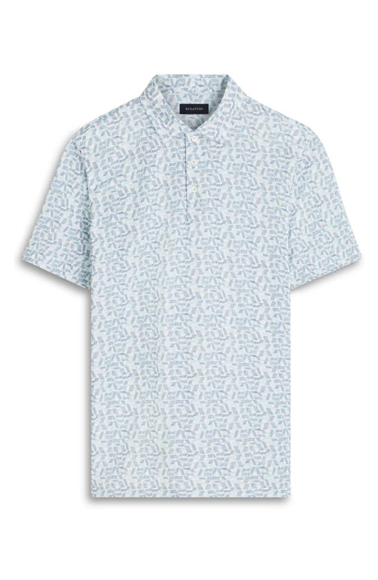 Shop Bugatchi Victor Ooohcotton® Geo Print Polo In Aqua