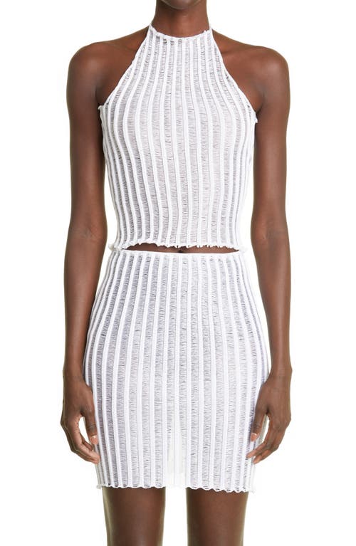 A. Roege Hove Patricia Ribbed Ladder Stitch Cotton Blend Halter Top in Optic White