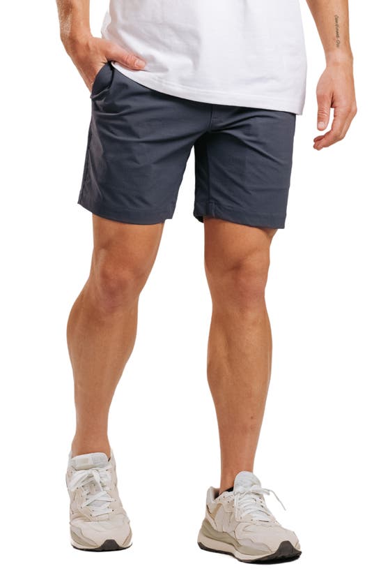 Shop Western Rise Evolution Hybrid Nylon Stretch Twill Chino Shorts In Blue Grey