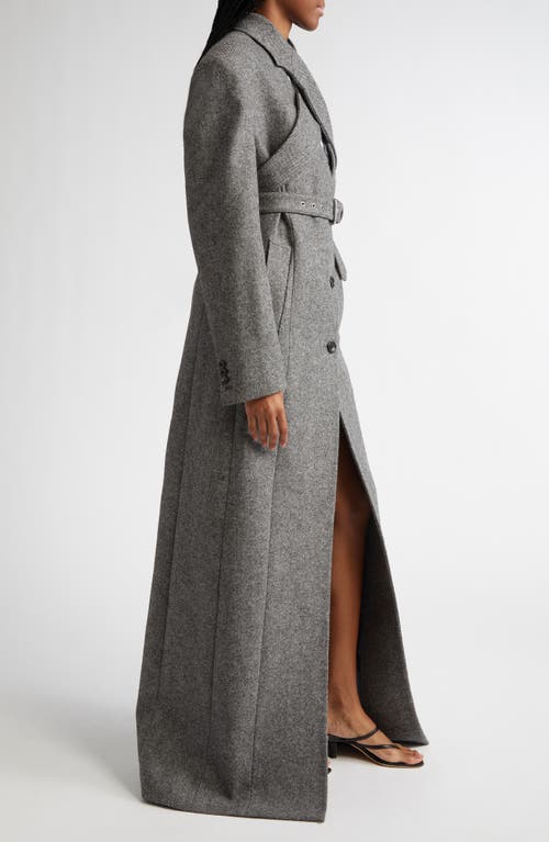 Monse Crisscross Lapel Virgin Wool Herringbone Tweed Coat In Charcoal