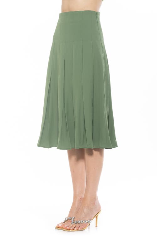 Alexia Admor Shilo Pleated Midi Skirt In Sage