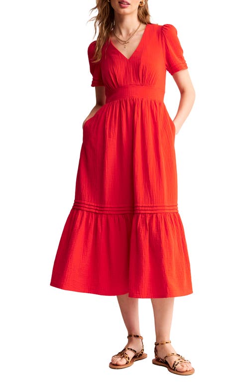 Eve Double Cloth Midi Dress in Flame Scarlet