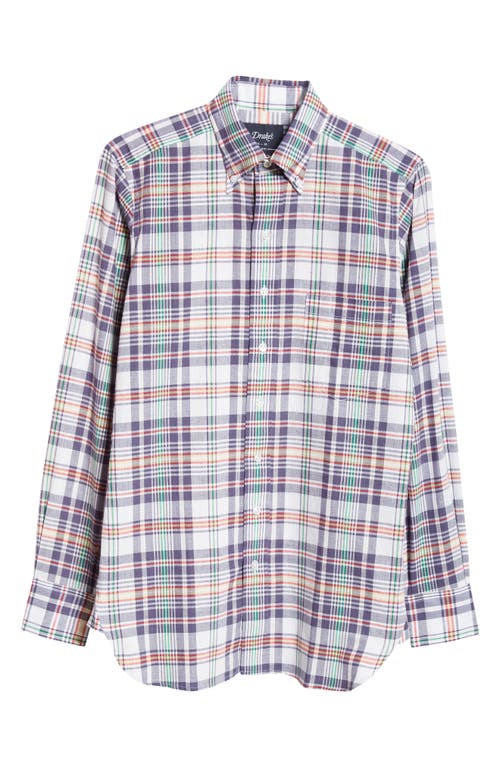Plaid Madras Button-Down Shirt in Navy And Yellow Multi
