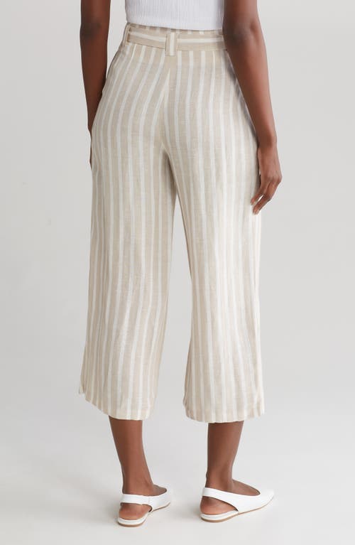 Shop Elie Elie Tahari Stripe Wide Leg Linen Blend Pants In Flax/ivory Stripe