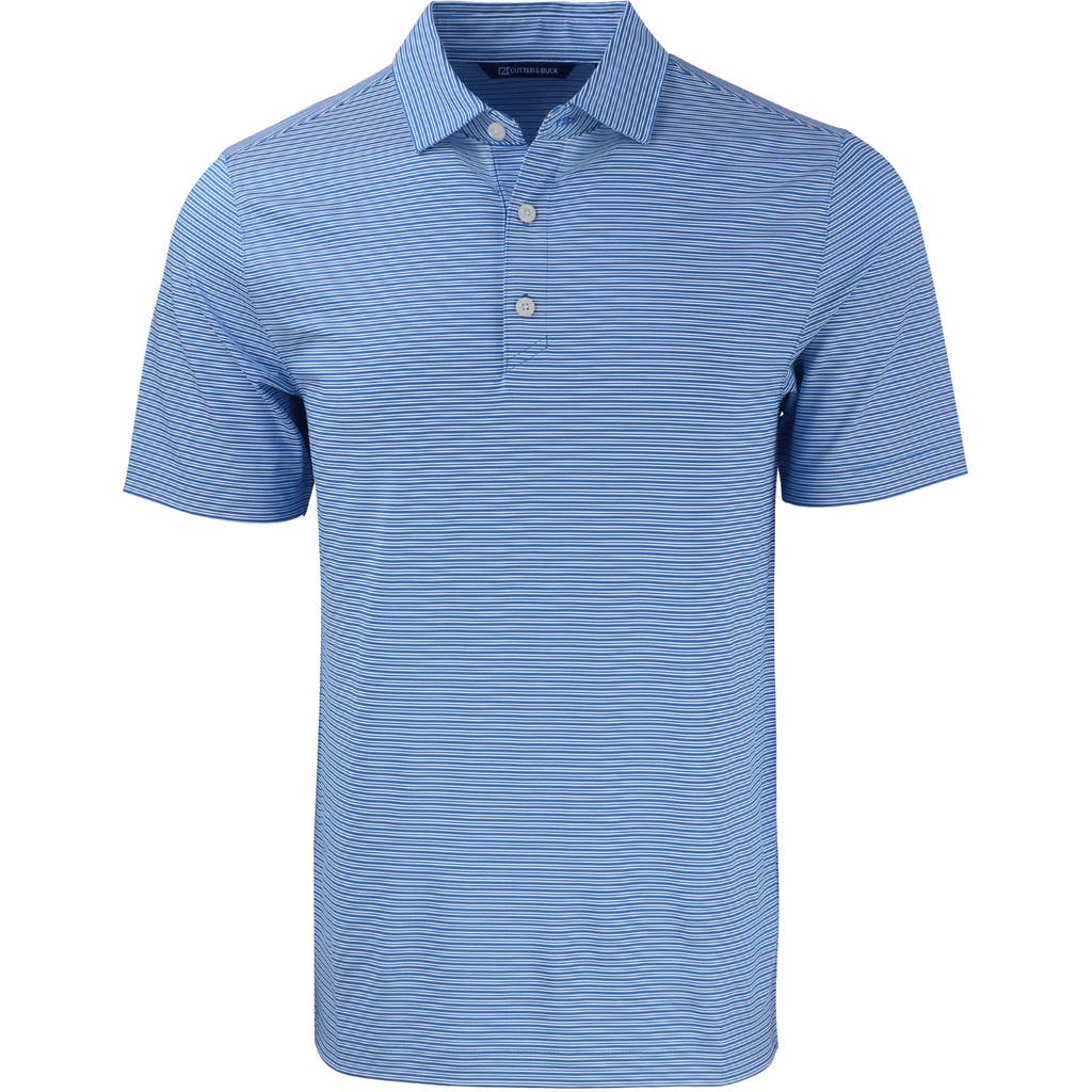 Cutter & Buck Double Stripe Performance Recycled Polyester Polo In Blue