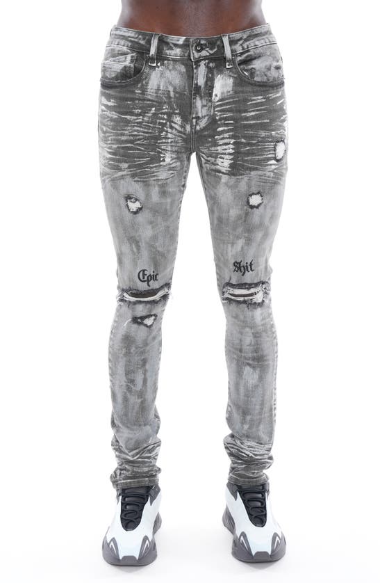 Cult Of Individuality Punk Distressed Super Skinny Jeans In Gray