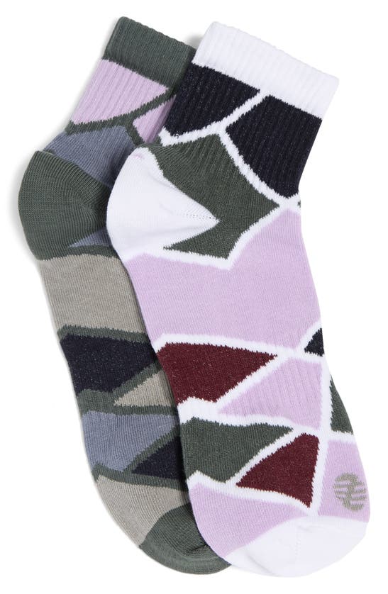 Z By Zella Assorted 2pack Quarter Crew Socks In Purple Bloom ModeSens