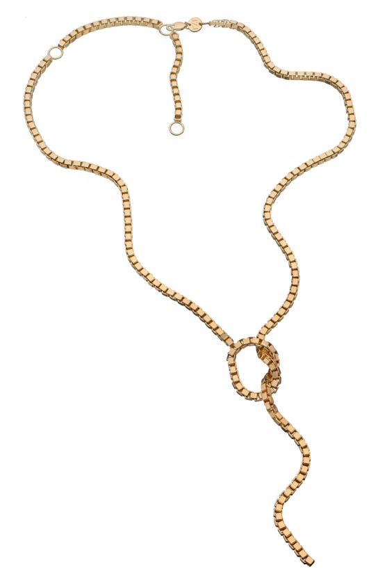 Shop Jennifer Zeuner Rima Box Chain Lariat Necklace In Yellow Gold