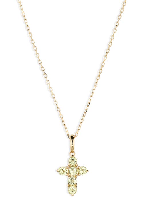 Bony Levy 14K Gold Peridot Cross Pendant Necklace in 14K Yellow Gold at Nordstrom, Size 18