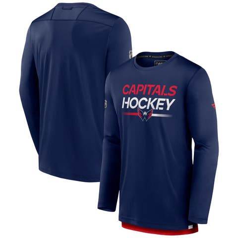 Men's Starter Navy/White Washington Capitals Offense Hoodie Long Sleeve  T-Shirt