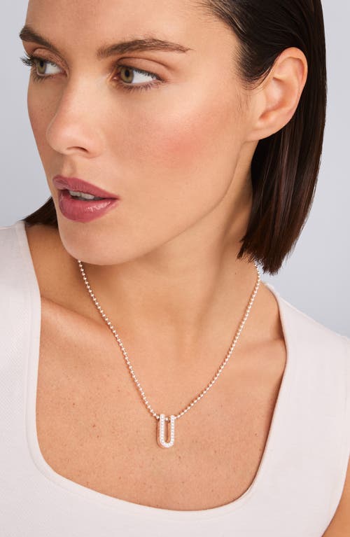 Shop Lagos Caviar Spark Large Linear Pavé Diamond Pendant Necklace In Silver