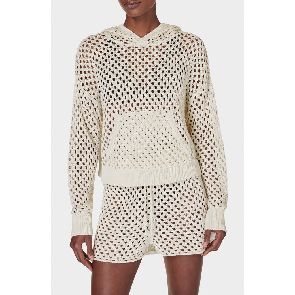 Sweaty Betty Beachside Crochet Cover-up Hoodie In Lily White