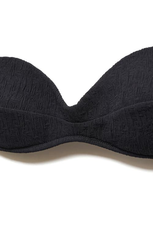 Shop Mango Textured Bandeau Bikini Top In Black