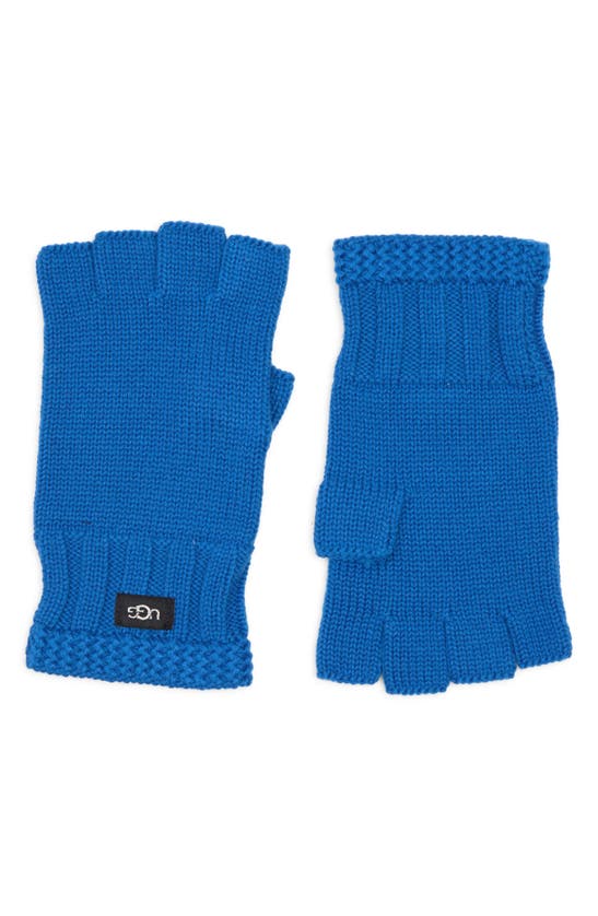 Ugg Knit Fingerless Gloves In True Blue