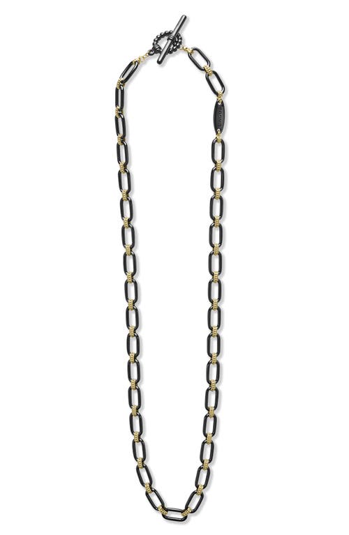 Lagos Signature Black Caviar Chain Necklace In Gold