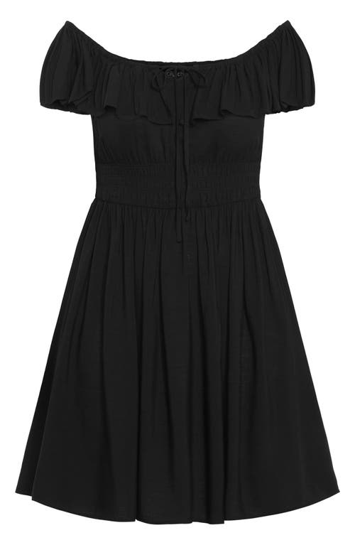 Shop City Chic Tahitian Ruffle Off The Shoulder Minidress In Black