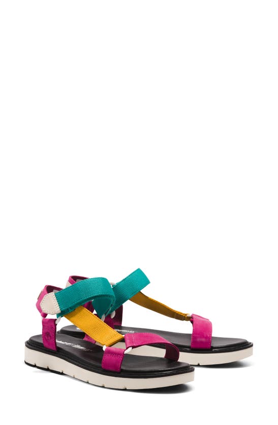 Timberland Bailey Park Ankle Strap Sandal In Bright Pink Nubuck