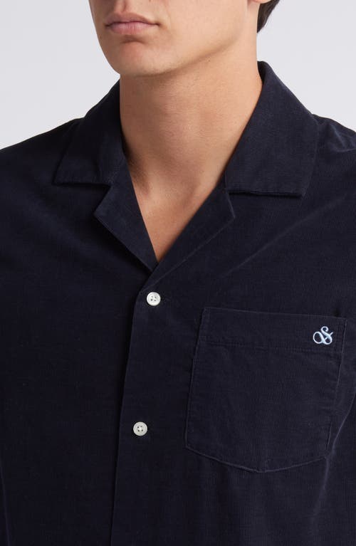 Shop Scotch & Soda Corduroy Camp Shirt In Navy