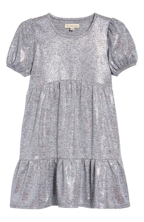 Tucker + Tate Kids' Sparkle Puff Sleeve Tiered Dress in Metallic Silver
