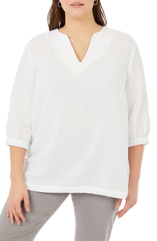 Foxcroft Evie Cotton Gauze Blouse In White