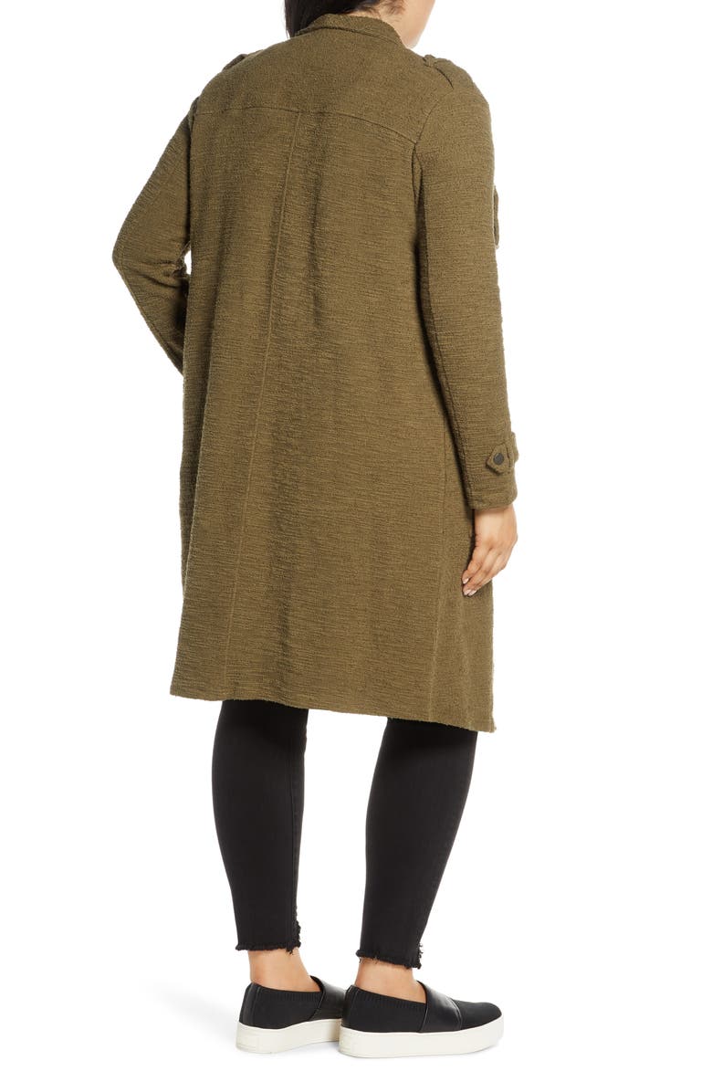 BB Dakota by Steve Madden BB Dakota Revolution Drapey Bouclé Trench Coat, Alternate, color, Olive