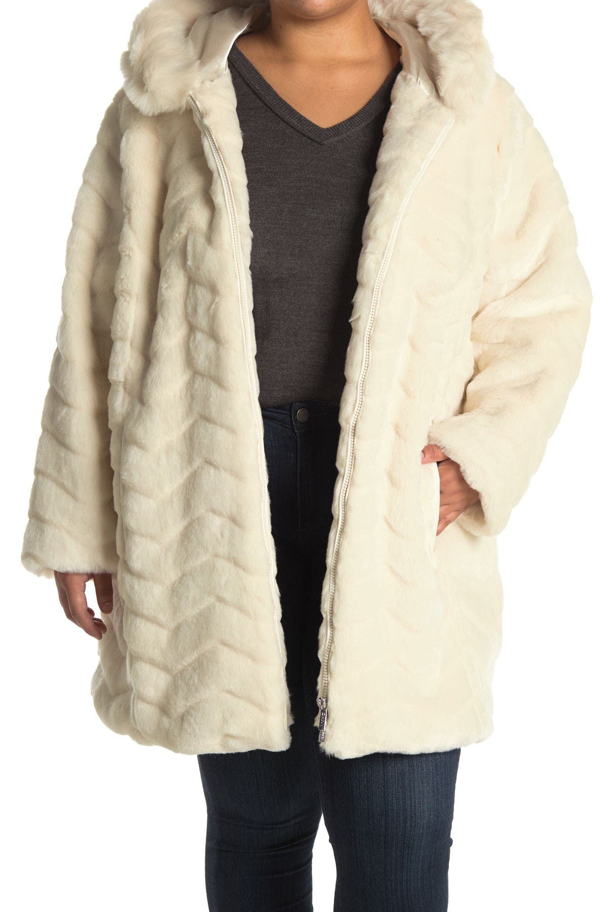 dkny faux fur jacket