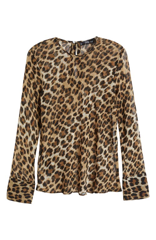 Mango Stark Leopard Print Top In Brown