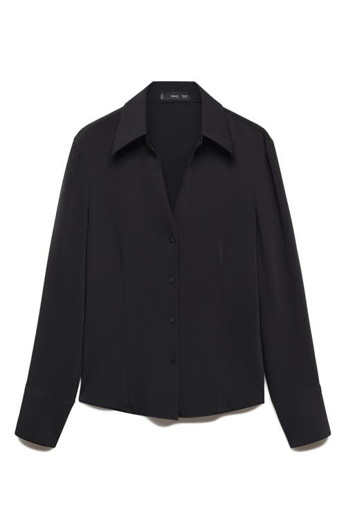 MANGO Button-Up Shirt Black at Nordstrom,