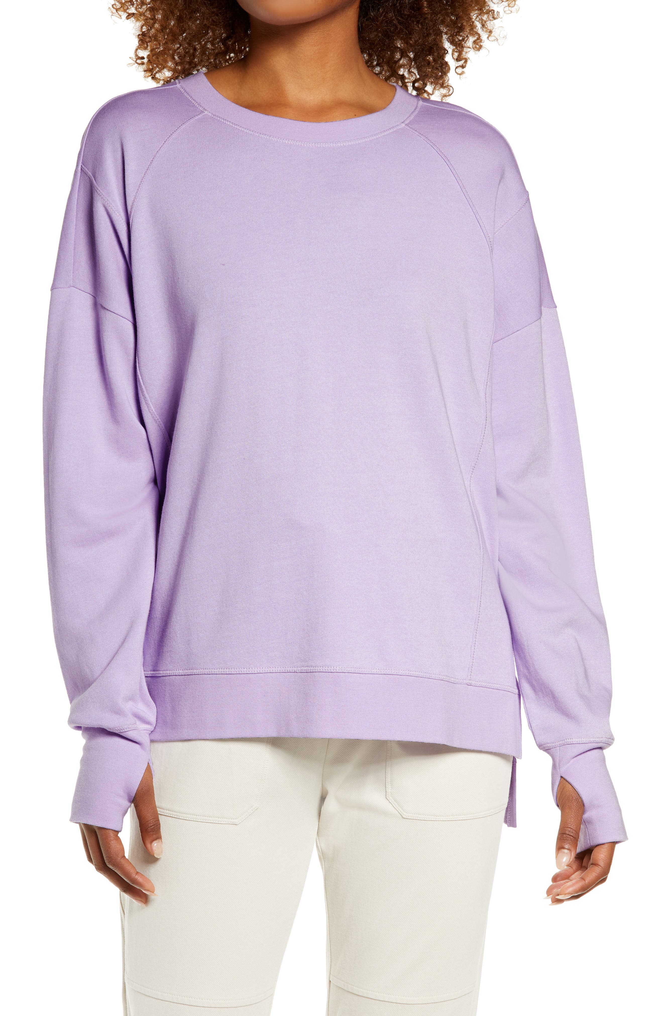 lavender crew neck sweatshirt