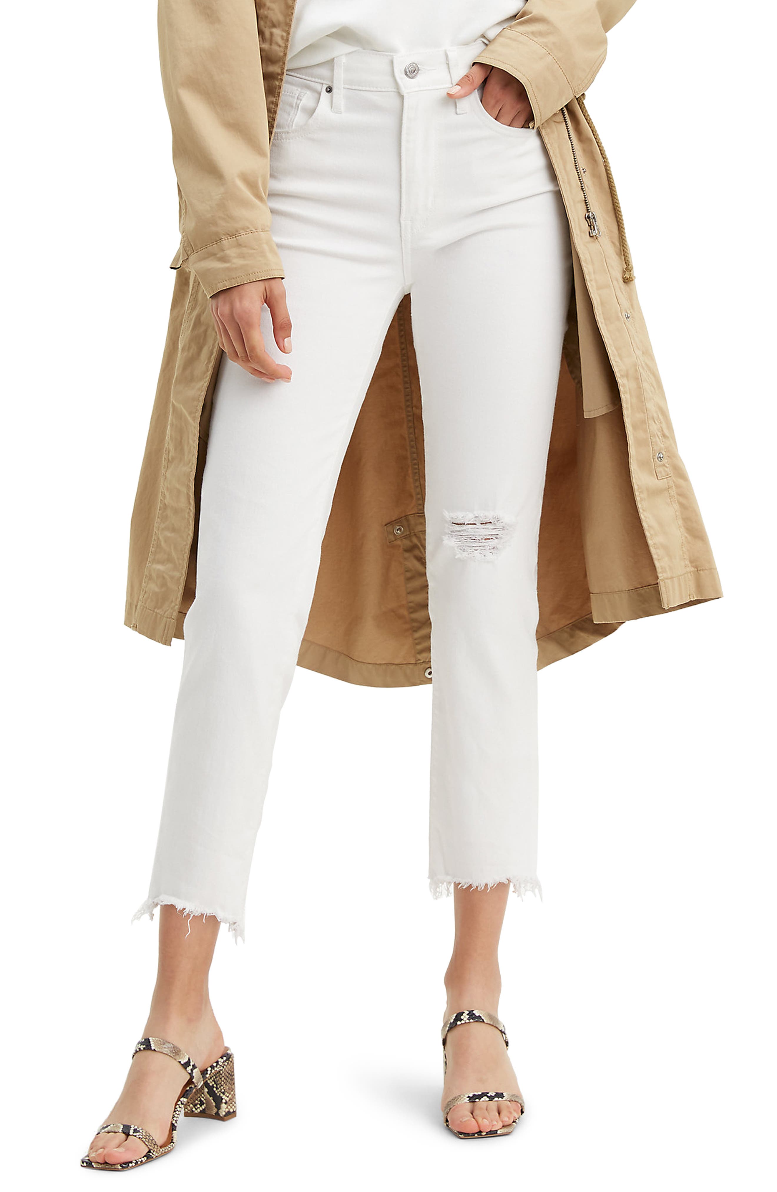 levi's cropped white jeans