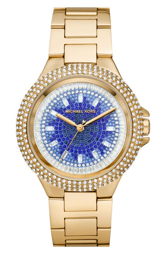 Michael Michael Kors Camille Ombré Blue Crystal Pavé Bracelet Watch, 43mm In Gold / Blue
