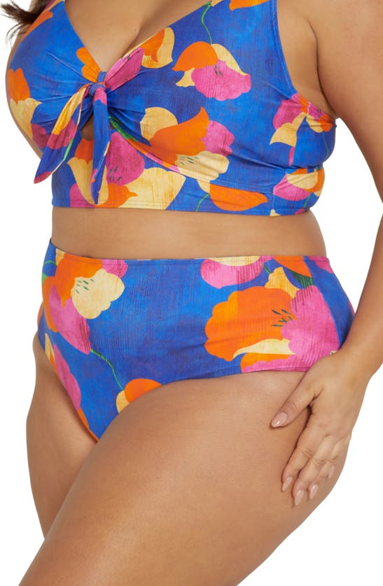 Shop Artesands Au Contraire High Waist Reversible Bikini Bottoms In Blue
