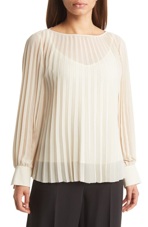 BOSS Ipuna Pleated Boat Neck Blouse in Bisque