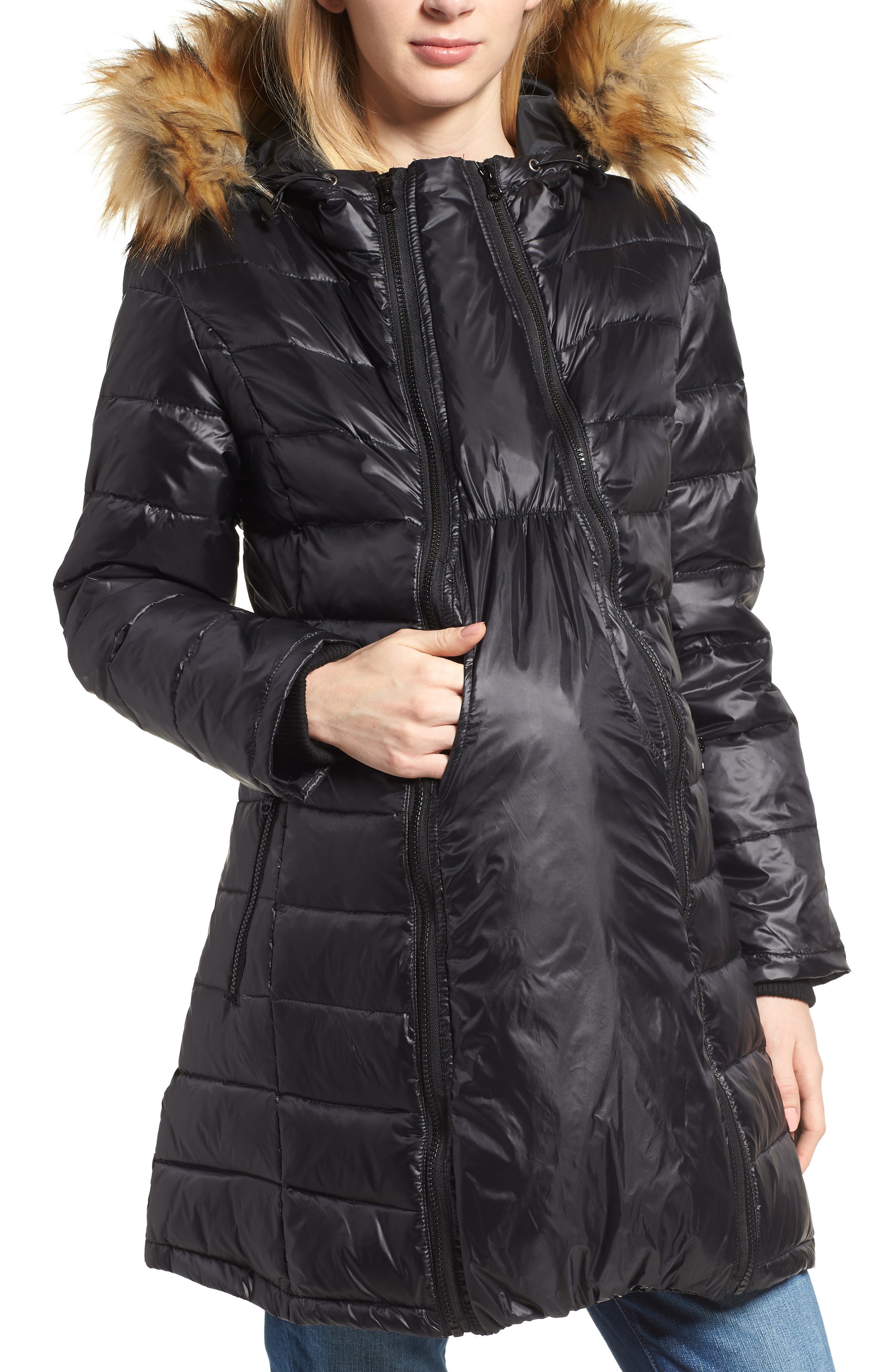 maternity faux fur coat