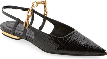 Open Edit Olympia Snakeskin Embossed Slingback Flat (Women) | Nordstrom