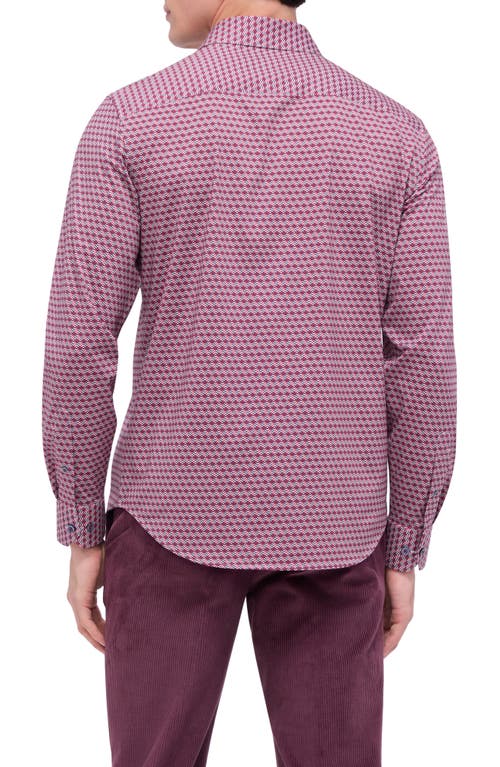 Bugatchi James Ooohcotton® Geo Print Button-up Shirt In Ruby