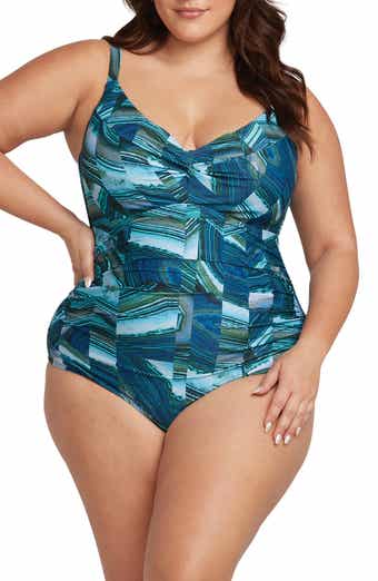 Buy MEGASKA Women Color Block Full Coverage One Piece Swimsuit with  Removable Chest Pads Front Zipper Frock Style Design Swimming  Costume_Black_S at