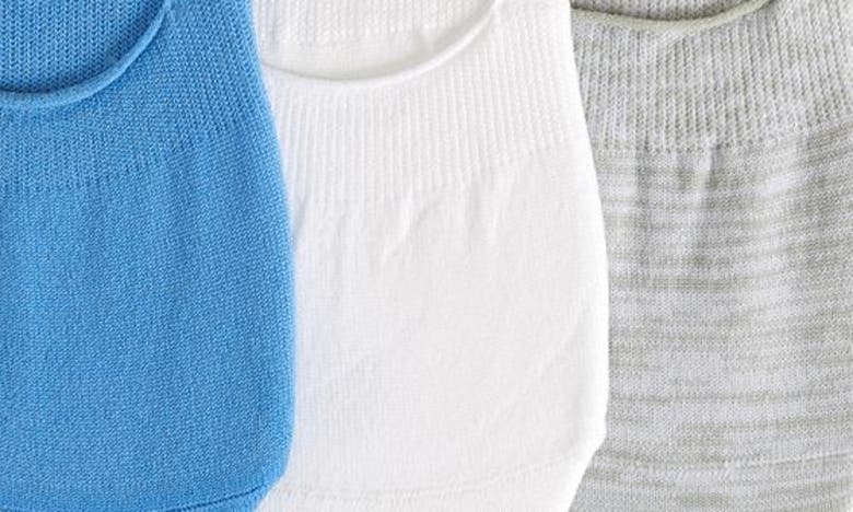 Shop Zella Assorted 3-pack No-show Sneaker Socks In Blue Lapis