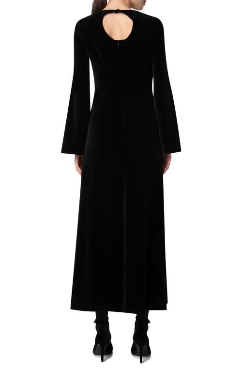 Shop Akris Punto Long Sleeve Soft Techno Velvet Midi Dress In Black