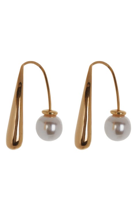 Waterproof Imitation Pearl Threader Earrings