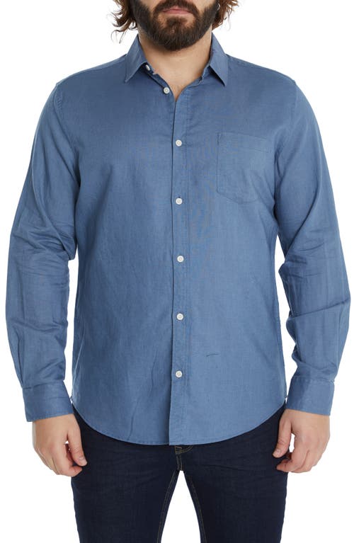 Johnny Bigg Anders Linen Blend Button-Up Shirt in Marine