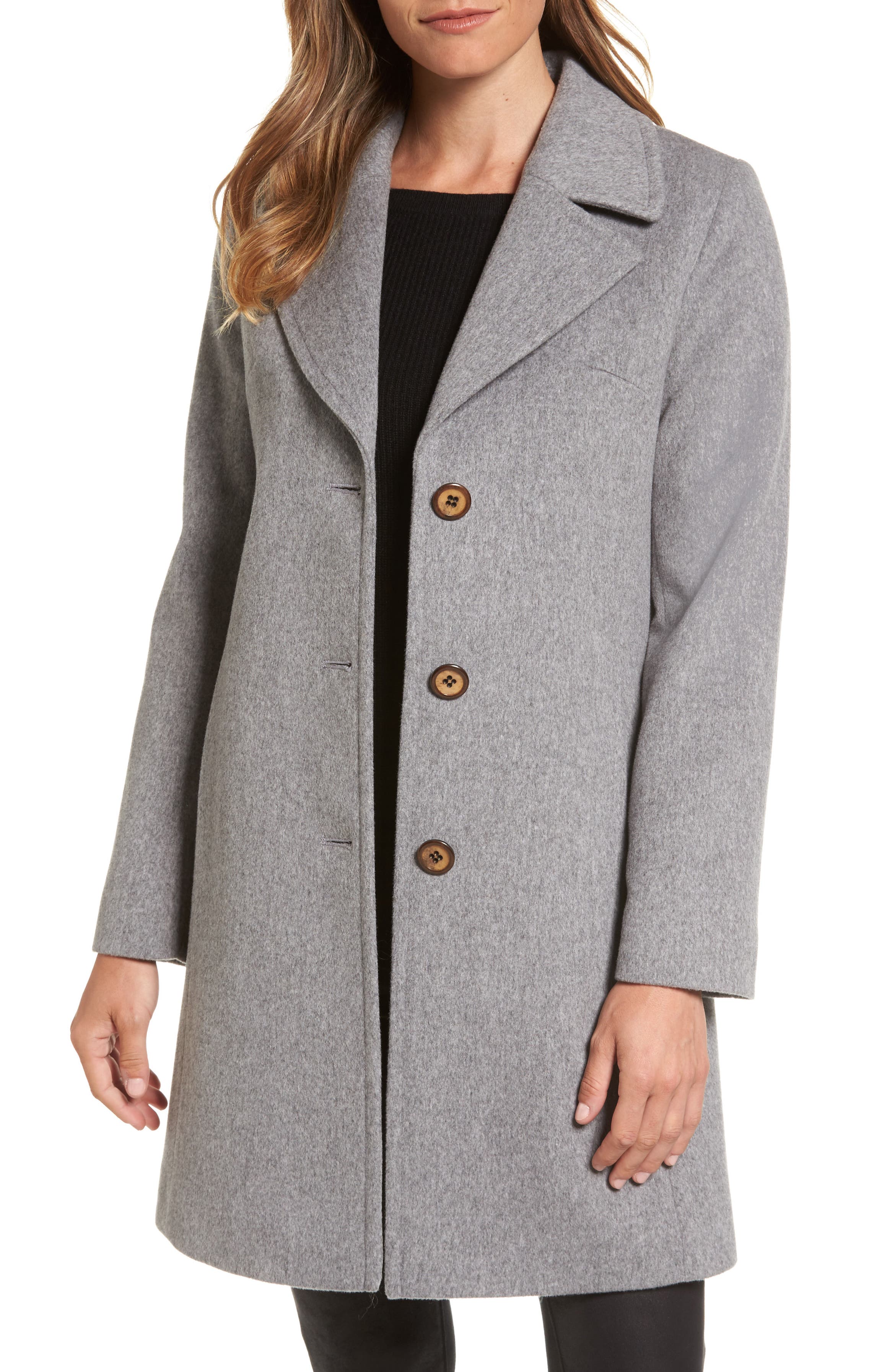 Fleurette Notch Collar Wool Walking Coat (Regular & Petite) | Nordstrom