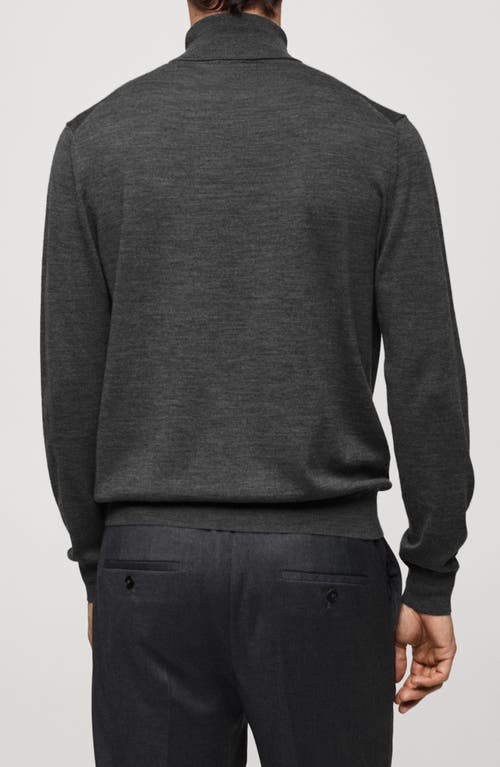 Mango Turtleneck Wool Sweater In Dark Heather Grey