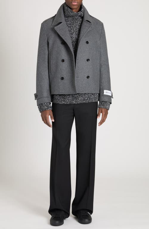 Shop Dolce & Gabbana Dolce&gabbana Re-edition Wool Blend Peacoat In S8290 Melange Grigi