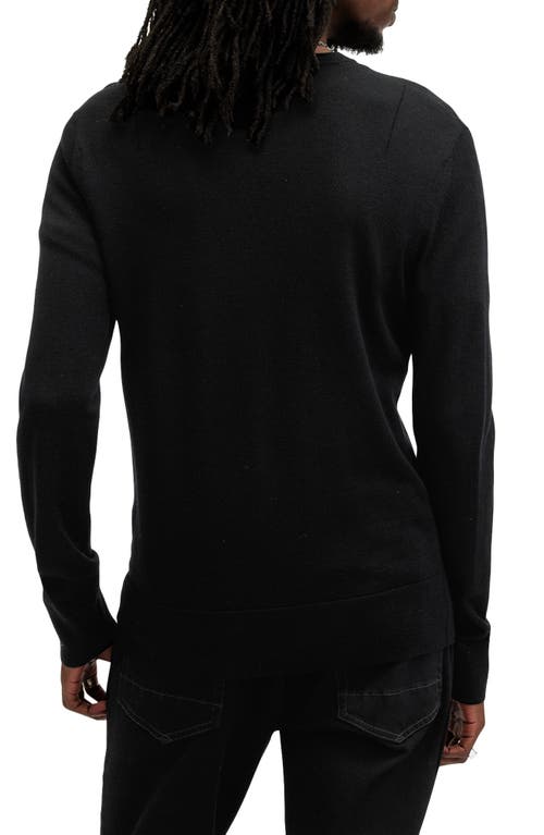 Shop Allsaints Mode Merino Wool Crewneck Sweater In Black