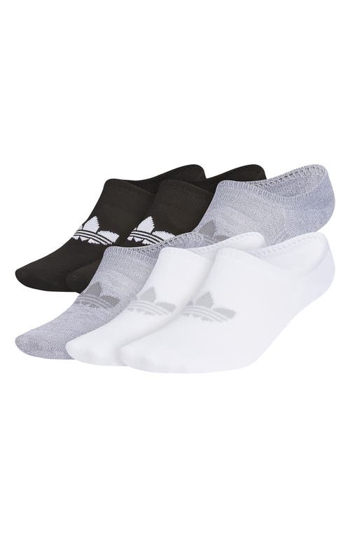 adidas Assorted 6-Pack Originals No-Show Socks in Black/White/Grey at Nordstrom, Size Large