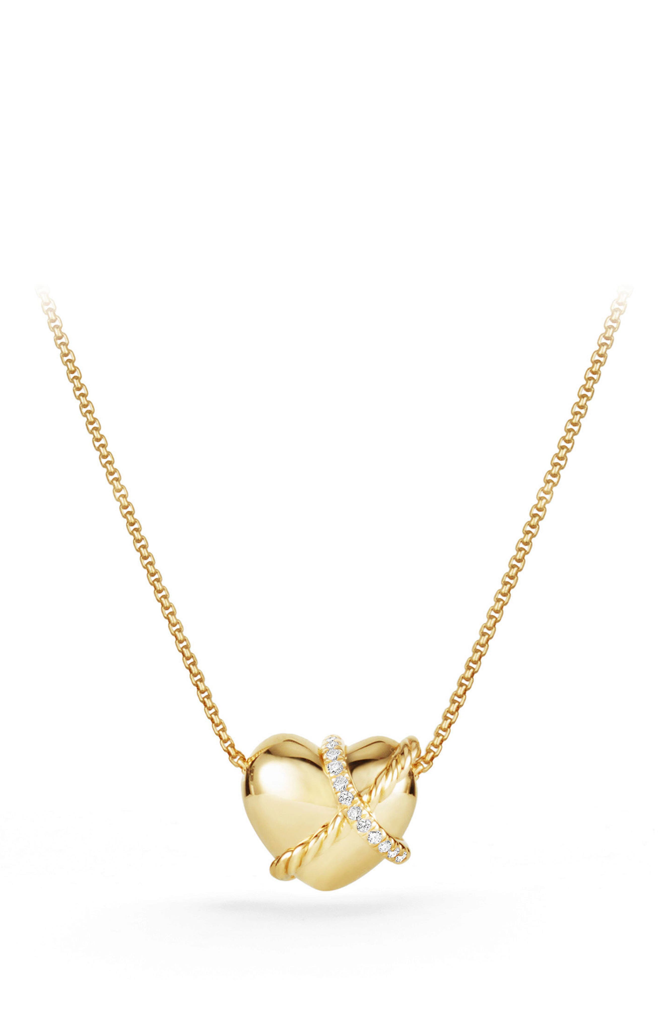 David Yurman Heart Pendant Necklace in 18K Gold with Diamonds Nordstrom