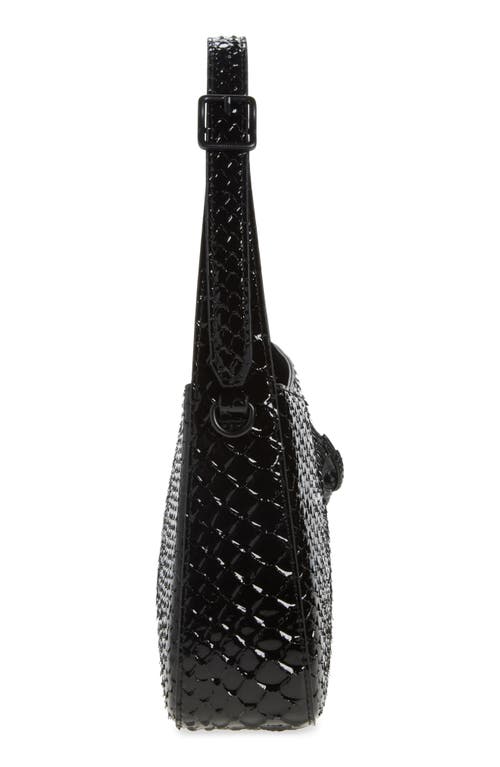 Shop Kurt Geiger London Bond Croc Embossed Leather Shoulder Bag In Black